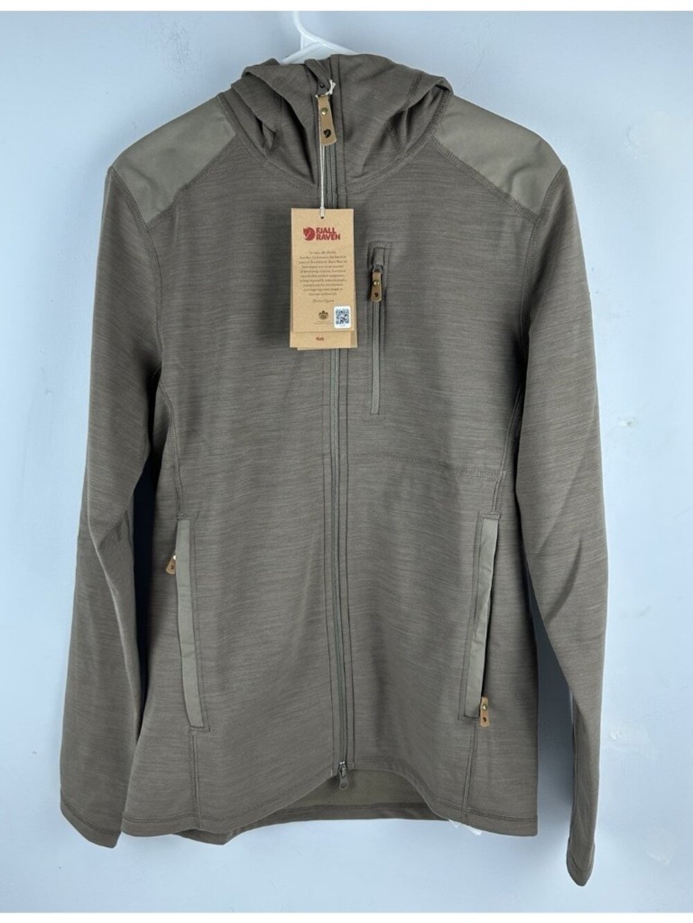 FJallraven Men Sz S Keb Fleece Hoodie Suede Brown Water Wind Resistant NWT $210 - Picture 2 of 10